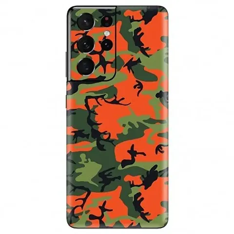 Shopymart Red Green Camo Series Mobile Skin, Vinyl Sticker for Samsung Galaxy S21 Ultra [Back, Camera and Side]