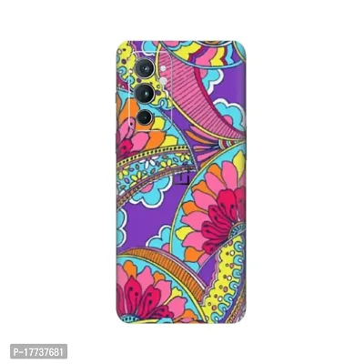 Shopymart Abstract Flower Printed Mobile Skin, Phone Sticker Compatible with OnePlus 9RT, Multicolour [Back, Camera and Sides] - Design 020