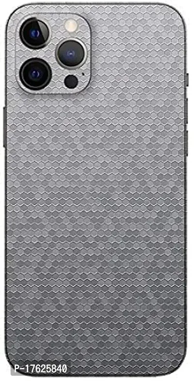 Shopymart Silver Honeycomb Textured Mobile Skin Compatible with iPhone 12 Pro Max [Back, Camera and Side]