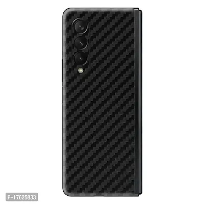 Shopymart Black and Grey Carbon Fiber Skin, Vinyl Sticker for Samsung Galaxy Z Fold 3 [Back and Camera]