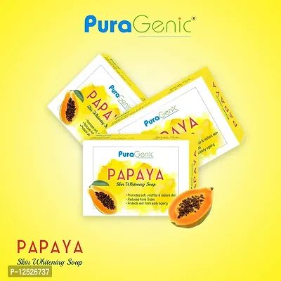 PuraGenic Papaya Skin Whitening Soap, 75gm with Papaya Extract, Kojic acid and Gluta thione, Skin lightening bathing bar for men and women, Helps in acne and get beautiful skin (Pack of 3)-thumb3