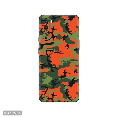 Shopymart Red Green Camo Series Mobile Skin Sticker for OnePlus Nord, [Back, Camera and Side]