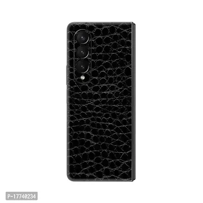 Shopymart Mobile Skin Sticker (Not Cover) Compatible with Samsung Galaxy Z Fold 4 [Back and Camera] -Black Crocodile