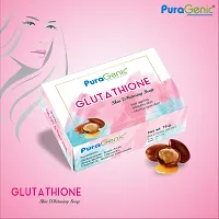 PuraGenic Gluta thione Skin Whitening Beauty soap by PuraGenic, 75gm, Skin brightening bathing bar with Kojic Acid, Shea butter, Vitamin E and Glycerin (Pack of 3)-thumb1