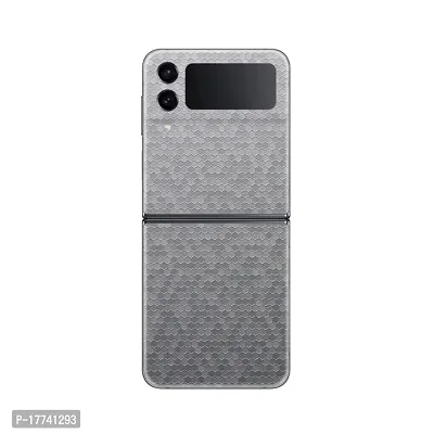 Shopymart Mobile Skin Sticker (Not Cover) Compatible with Samsung Galaxy Z Flip 4? [Back, Camera and Sides] - Silver Honeycomb