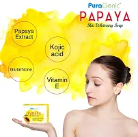 PuraGenic Papaya Skin Whitening Soap, 75gm with Papaya Extract, Kojic acid and Gluta thione, Skin lightening bathing bar for men and women, Helps in acne and get beautiful skin (Pack of 5)-thumb3