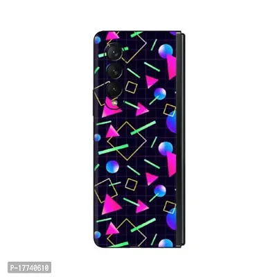 Shopymart Printed Mobile Skin, Vinyl Sticker Compatible with Samsung Galaxy Z Fold 3, Colourful Shapes [Back, Camera and Sides] - Design 005