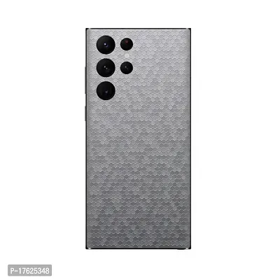 Shopymart Mobile Skin, Vinyl Sticker (Not Cover) Compatible with Samsung Galaxy S22 Ultra [Back and Camera] - Silver Honeycomb