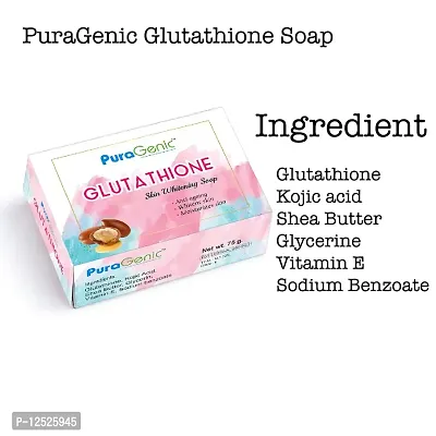 Gluta thione Skin Whitening Beauty soap by PuraGenic, 75gm - Combo Pack of 5, Skin brightening bathing bar with Kojic Acid, Shea butter, Vitamin E and Glycerin-thumb4