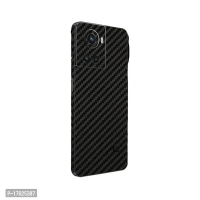 Shopymart Carbon Fibre Mobile Skin, Vinyl Sticker (Not Cover) Compatible with OnePlus 10R, Black [Back, Camera and Sides]