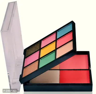 IGOODCO Secret 9 Pigmented colors Eyeshadow Palette with 2 Color Highlighter + 2 Blush |Long wearing and Easily Blendable Eye  Face makeup Palette | Matte, Shimmers and Metallic | (Shade - 04)