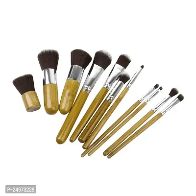 Imported 11 PCS Portable Makeup Powder Brushes Set Blush Cosmetic Bamboo Bag-thumb0