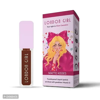 London Girl Liquid Lipstick for Women, Long Lasting Matte Lipstick, Transfer Proof and Waterproof, Lasts Up to 12 Hours (02 Thames - Cocoa)