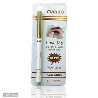 Maliao Love Me Waterproof Pure White Auto Kohl Kajal Pencil Eyeliner - Brighten Your Eyes Instantly with Long-lasting Wear, Waterproof Formula, Smooth Application, and Highly Pigmented.-thumb0