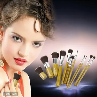 Imported 11 PCS Portable Makeup Powder Brushes Set Blush Cosmetic Bamboo Bag-thumb5