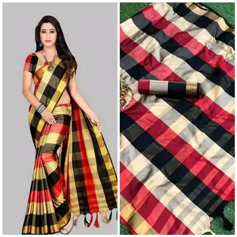 Glamorous Cotton Silk Saree with Blouse piece 