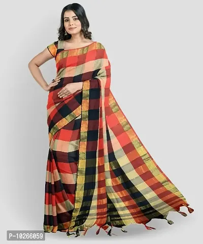 Cotton Silk Checked Saree with Blouse piece