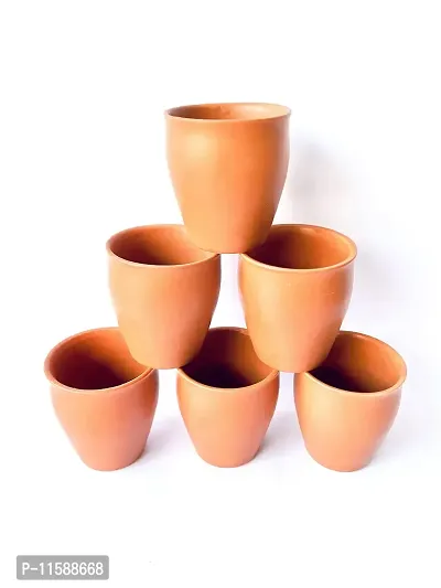 Pottery Town| Kul lad Ceramic Brown Kul had with Kullar Set of 6 Cups Coffee Mug Chai Tea-thumb3