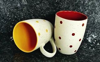 Pottery Town|Ceramic Premium Design Tea & Coffee Cups Ceramic Tea Cup- Set of 2 (White Mugs) 350 ML-thumb1