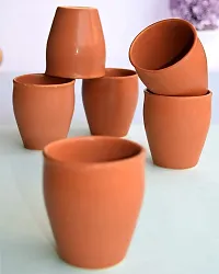 Pottery Town| Kul lad Ceramic Brown Kul had with Kullar Set of 6 Cups Coffee Mug Chai Tea-thumb1