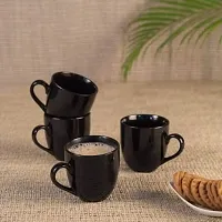 Pottery Town| Ceramic Serving Black Matte Finish Tea and Coffee Mug/Cup | Set of (6) | 160 ml | Microwave Safe Milk Mugs with Handle | Elegant Design for Home, Cafe, Office | for Parties |-thumb3