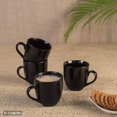 Pottery Town| Ceramic Serving Black Matte Finish Tea and Coffee Mug/Cup | Set of (6) | 160 ml | Microwave Safe Milk Mugs with Handle | Elegant Design for Home, Cafe, Office | for Parties |-thumb4