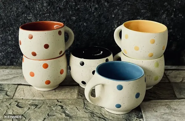 Pottery Town| Set of 6 Ceramic Mugs to Gift to Best Friend Tea Mugs Coffee Mugs Microwave Safe Coffee Mugs Ceramic Tea Cups 160ml-thumb0