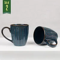 Pottery Town| Tea Mugs Coffee Mugs Microwave Safe Coffee Mugs Ceramic Tea Cups (330 ml Each, Dark Blue) Pack of 2-thumb1