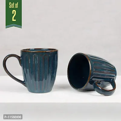 Pottery Town| Tea Mugs Coffee Mugs Microwave Safe Coffee Mugs Ceramic Tea Cups (330 ml Each, Dark Blue) Pack of 2-thumb2