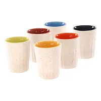 Pottery Town| Stylish Ceramic Handmade kullad Tea Set kulhad Chai Cups Kullad Tea Cups Set Kitchen Cup Set of 6 (Multicolore) 130ml-thumb3