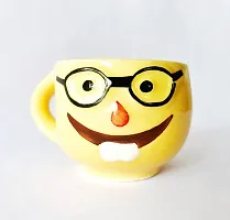 Pottery Town| Craft Ceramic Smiley Face Coffee Mugs/ Tea Cups (Set of 6 Pieces)Yellow-thumb4