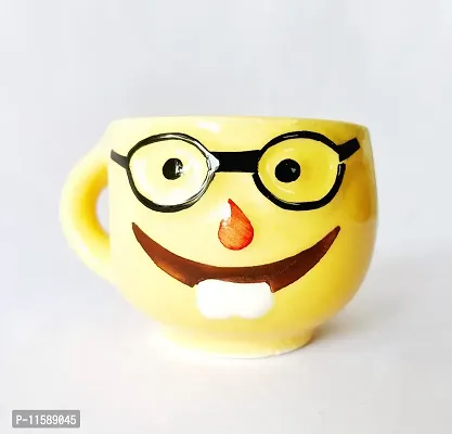 Pottery Town| Craft Ceramic Smiley Face Coffee Mugs/ Tea Cups (Set of 6 Pieces)Yellow-thumb5