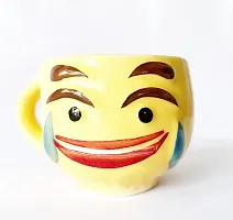 Pottery Town| Craft Ceramic Smiley Face Coffee Mugs/ Tea Cups (Set of 6 Pieces)Yellow-thumb3