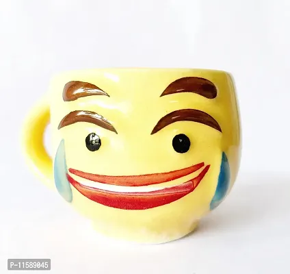 Pottery Town| Craft Ceramic Smiley Face Coffee Mugs/ Tea Cups (Set of 6 Pieces)Yellow-thumb4