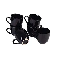 Pottery Town| Ceramic Serving Black Matte Finish Tea and Coffee Mug/Cup | Set of (6) | 160 ml | Microwave Safe Milk Mugs with Handle | Elegant Design for Home, Cafe, Office | for Parties |-thumb4