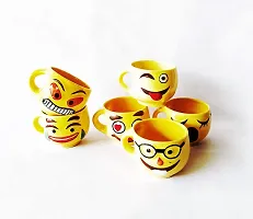 Pottery Town| Yellow Emoji Smiley Coffee & Tea Cup Set,Unique Coffee Mug ( 150ml ) Set of 6-thumb1