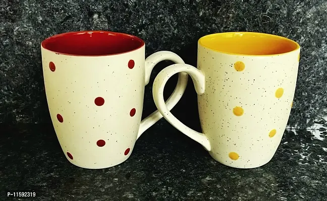 Pottery Town|Ceramic Premium Design Tea & Coffee Cups Ceramic Tea Cup- Set of 2 (White Mugs) 350 ML
