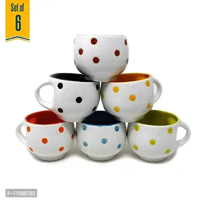 Pottery Town| Ceramic Coffee Mug - Set of 6, Multicolour, 160 ml-thumb4