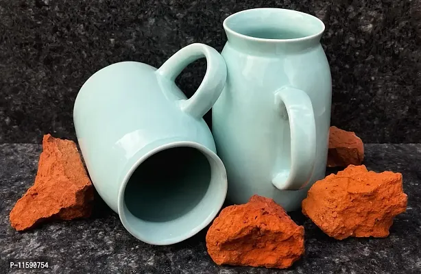 Pottery Town| Premium Handmade Ceramic Milk and Coffee Mug, Set of 2 - 330 ml-thumb2