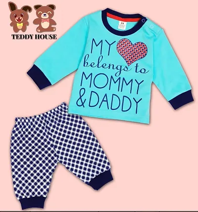 Fabulous Cotton Blend Printed T-Shirts with Trousers For Boys