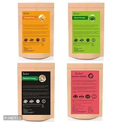 Orange Peel Neem Multani  Hibiscus Face Pack Powder Pack Of 04 (50gm Each)