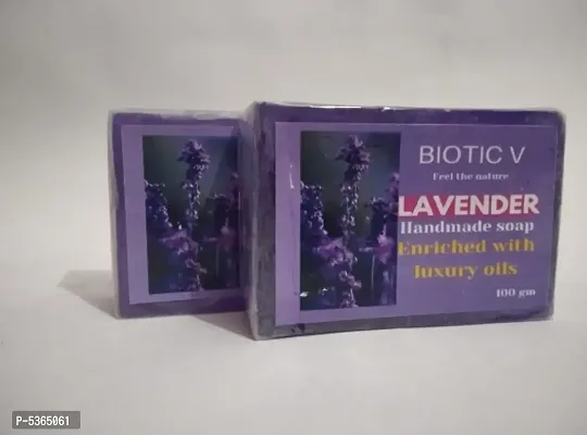 Herbal Handmade Lavander Bath Soap with Essential Oils (100 gm per soap) (Pack of 2)-thumb0