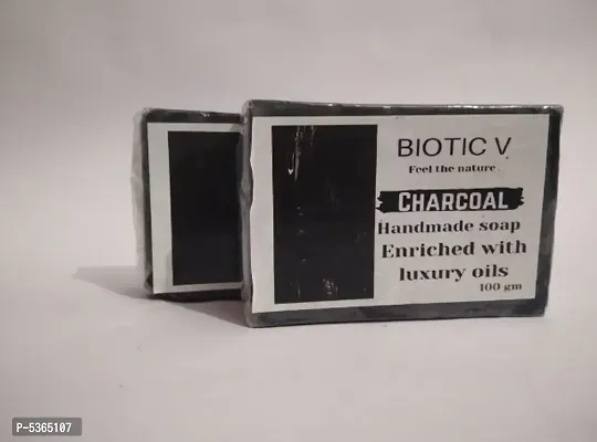 Herbal Handmade Charcoal Bath Soap Bar  - 2 with Essential Oils (100 gm per soap)