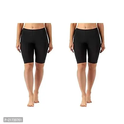 Elegant Black Cotton Regular Shorts For Women Pack of 2