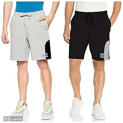 Reliable Multicoloured Cotton Regular Shorts For Men, Pack of 2