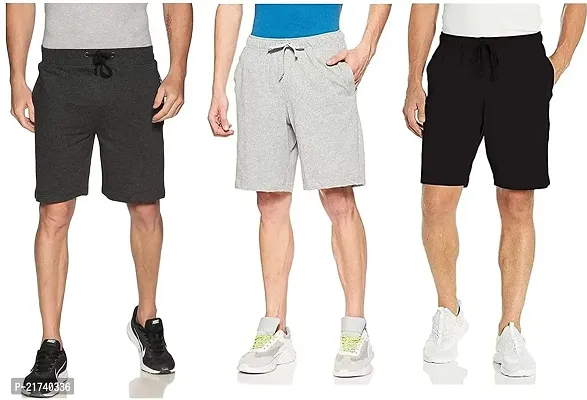 Reliable Multicoloured Cotton Regular Shorts For Men, Pack of 3