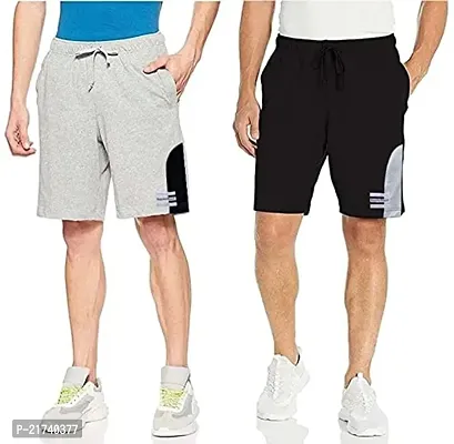 Reliable Multicoloured Cotton Regular Shorts For Men, Pack of 2