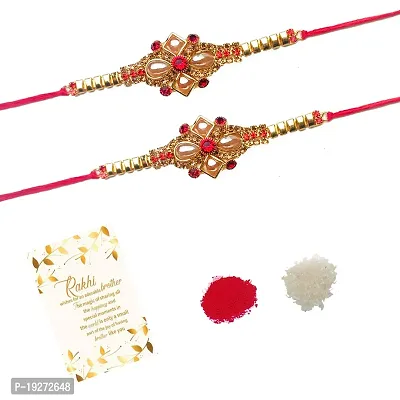 Tradinational Rakhi Set for Brother Sister,raksha Bandhan, rakhi set for only Brothers Designer Bracelet For Bhai Diamond Bracelet For Brother 2Bhai Rakhi Sethellip;