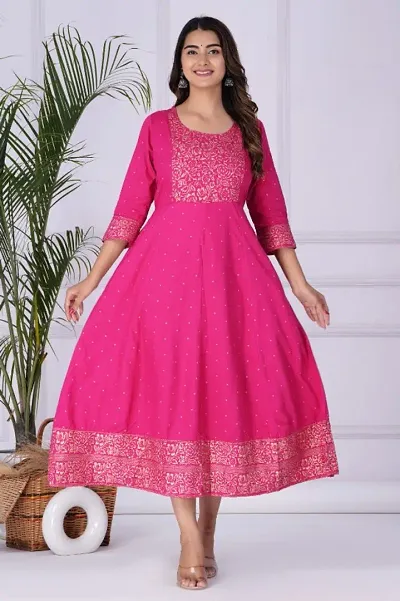 Fancy Rayon Anarkali Printed Kurta