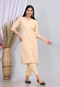 Stylish Khadi Cotton Peach Stitched Kurta For Women-thumb1